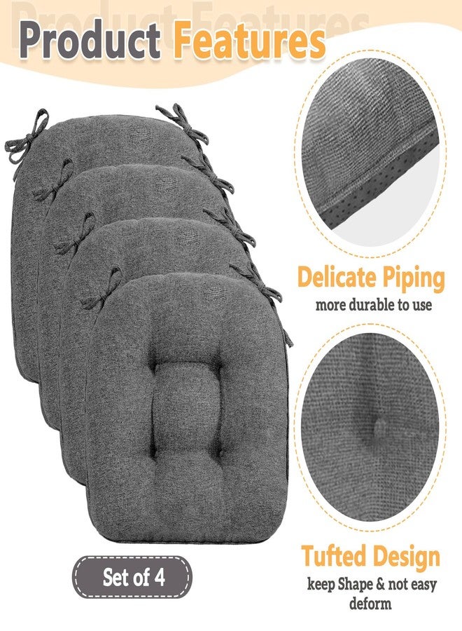 MAGIC ELEPHANT Chair Cushions for Dining Chair, Shredded Memory Foam Kitchen Chair Cushions Set of 4, Non-Slip Thick Dinning Room Chair Pads Seat Cushions, 15.5" x 15.5" x 4" (Grey) - Image 5
