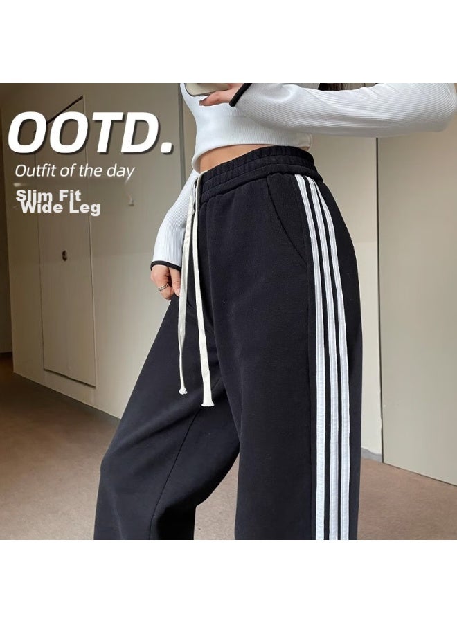 LANG SHA Langsha Women's Leggings, Two-way Straight-leg, Triple-on Cotton, Autumn Wear, Sports Pants, Elastic Ankle, Loose High-waist, Drawstring Sweatpants - Image 3