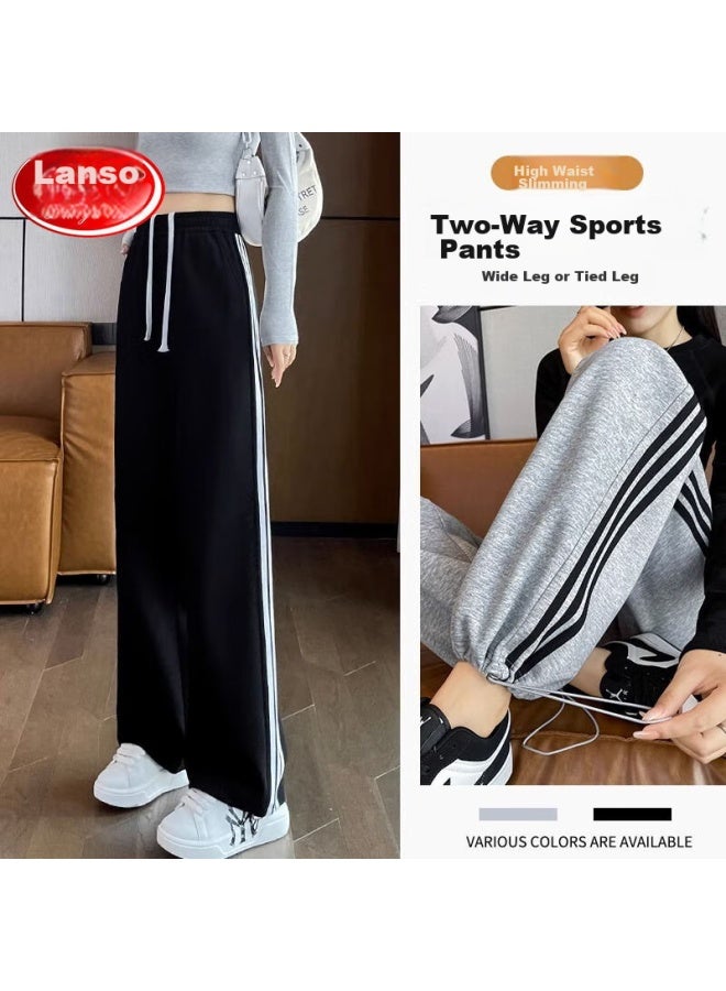 LANG SHA Langsha Women's Leggings, Two-way Straight-leg, Triple-on Cotton, Autumn Wear, Sports Pants, Elastic Ankle, Loose High-waist, Drawstring Sweatpants - Image 2