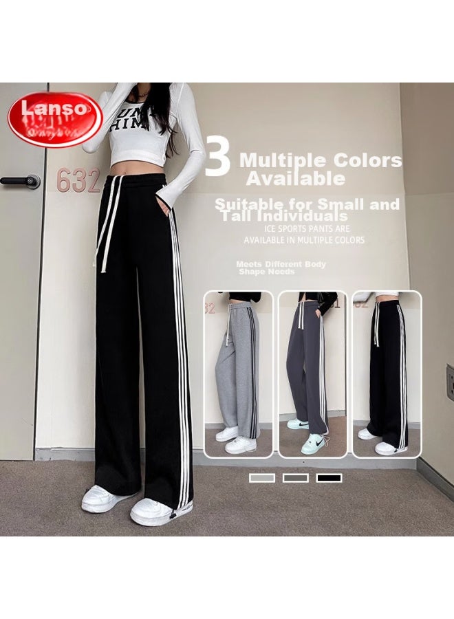 LANG SHA Langsha Women's Leggings, Two-way Straight-leg, Triple-on Cotton, Autumn Wear, Sports Pants, Elastic Ankle, Loose High-waist, Drawstring Sweatpants - Image 1