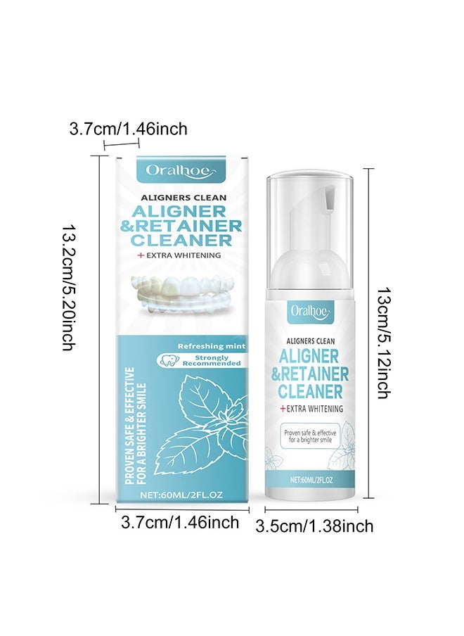 ORALHOE - Dental Appliance Cleaner - Denture Cleaning Foam Aligner Retainer Cleaning Foam for Night Mouth Guard False Teeth Cleaning 60ml - Image 1