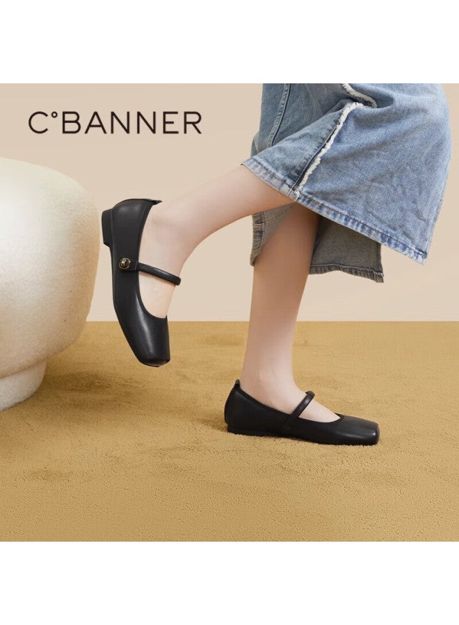 C.banner Ballet Flats Women's Spring Summer Mary Jane Genuine Leather Shoes A23439921 Beige Size 39