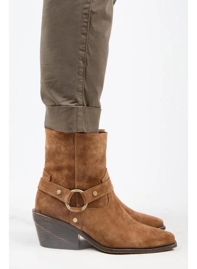 (Neus) Women's Real Leather Loop Belt Cowboy Special Distressed Leather Taba Boot.
