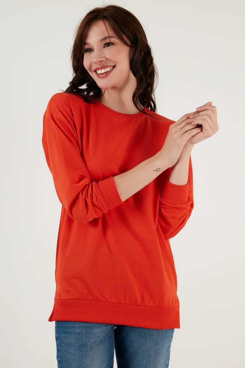 ليلا Cotton Crew Neck Basic Knitted Sweat Women's Sweat 5863569