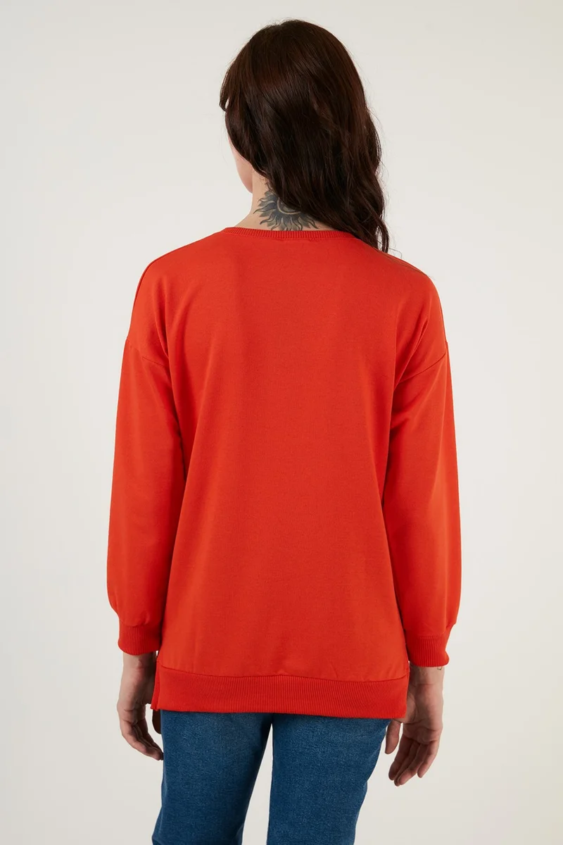 ليلا Cotton Crew Neck Basic Knitted Sweat Women's Sweat 5863569