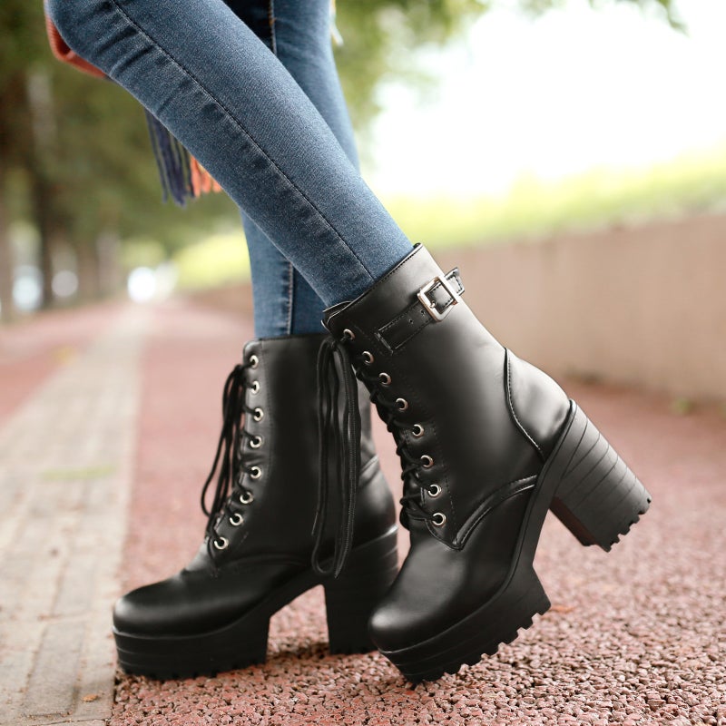 Large Size 40/41/42/43 Size Thick Heel High Heel Pu Martin Boots Women'S Boots Jgb2016N010417 - Image 4