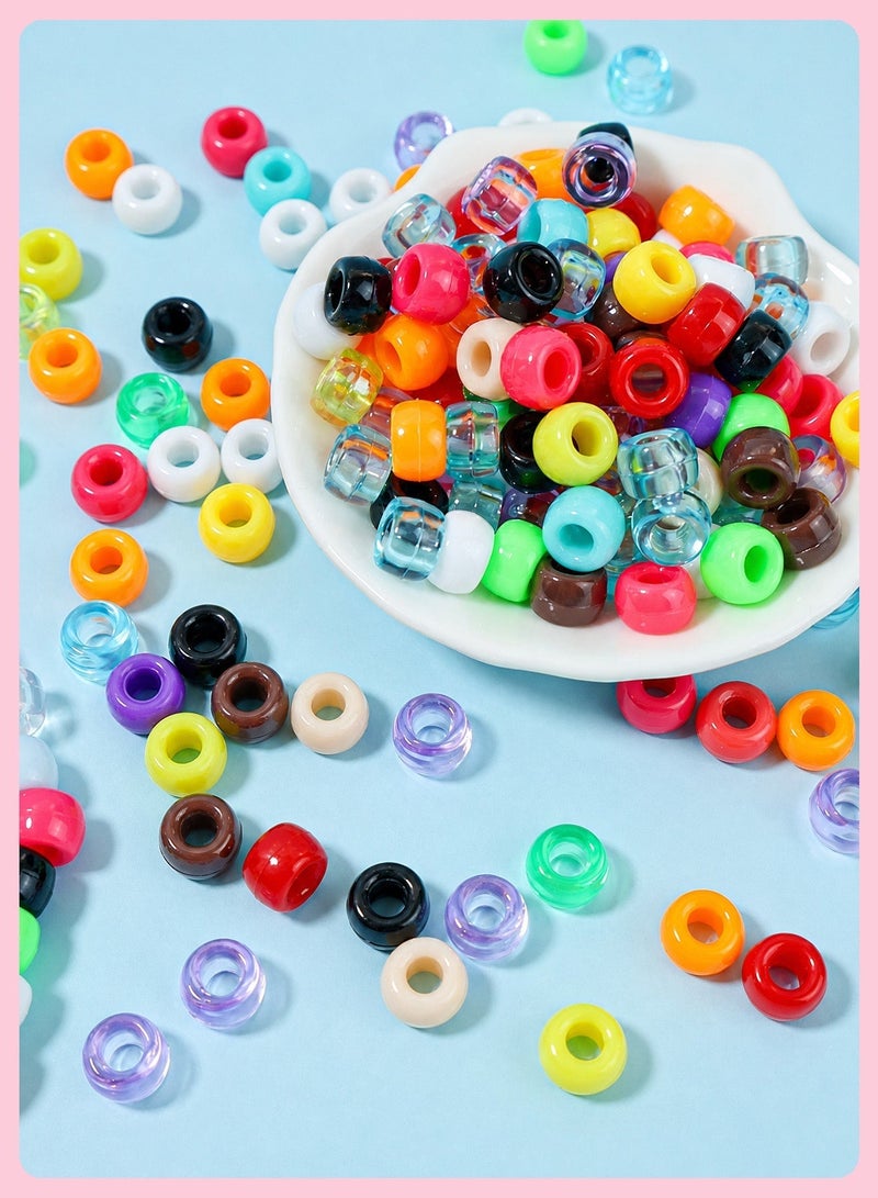 BELANO 600Pcs Pony Beads , Large Hole Plastic Beads for Bracelets, DIY Bracelet Making Kit with Elastic Cord and Scissors for Hair Crafts and Jewelry（24 Colors Box Set） - Image 2