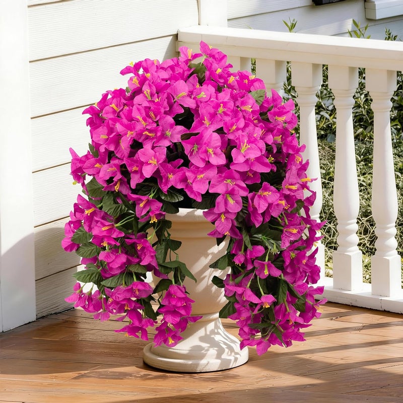 ColoPlay Artificial Bougainvillea Hanging Flowers Plants - 2 PCS faux Bougainvillea artificial flowers with Long Trailing Vines for Outdoor Decoration, Perfect for Porch, Garden, Urn Patio Balcony (Red Lotus) - Image 1