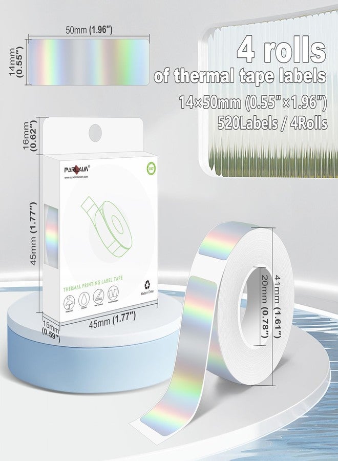 PARLAIM Label Maker Tape,14X50MM(1/2" X1 7/8") Thermal Label Stickers,Thermal self-Adhesive Labels Compatible with D30 Label Maker,Thermal Label Paper for Home/Office 520PCS/4Rolls - Image 2