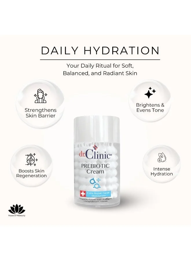dr.Clinic DR. CLINIC | Prebiotic Cream with Collagen for All Skin Types | Extra Repair Facial Cream | Anti-Aging, Youthful Skin Revitalizing Treatment | Firming, Smoothing Wrinkles & Lines | 100 ml