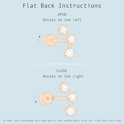 Poxtex Flat Back Cartilage Stud Earrings for Women, Gold Plated Piercing Jewelry for Tragus Helix Conch Rook, Flatback Studs Everyday Earrings Jacket Stacks - Image 3