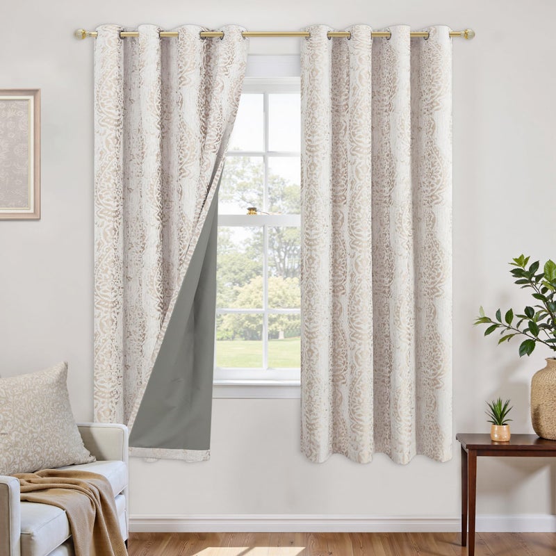 KOUFALL Blackout Curtains 63 Inch Length,Textured Decorative Curtains for Living Room 2 Panels Set - Image 1