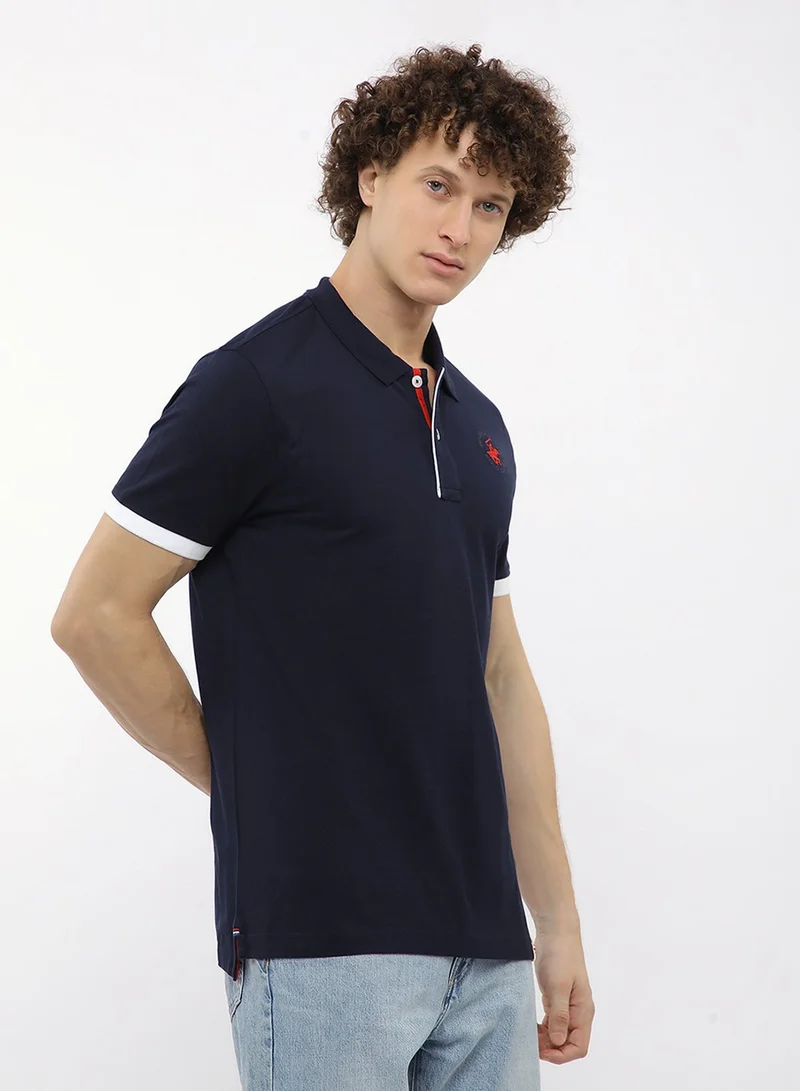 BEVERLY HILLS POLO CLUB  Logo Collar Striped Polo for Men | Best Price UAE