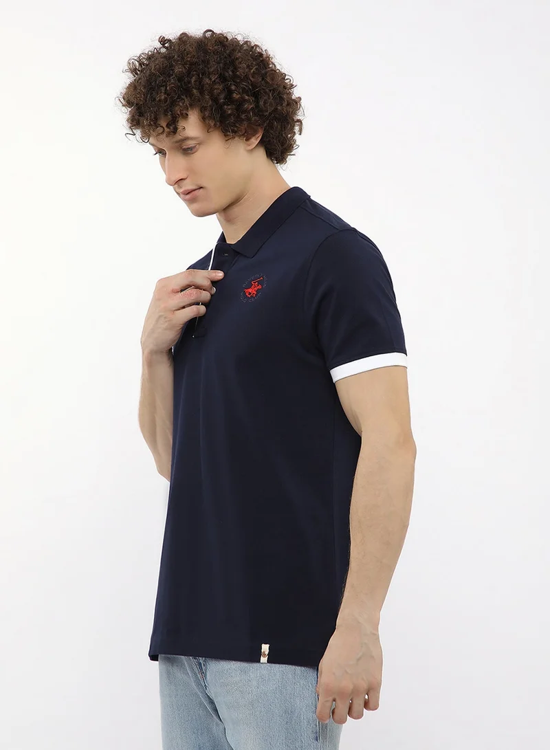 BEVERLY HILLS POLO CLUB  Logo Collar Striped Polo for Men | Best Price UAE