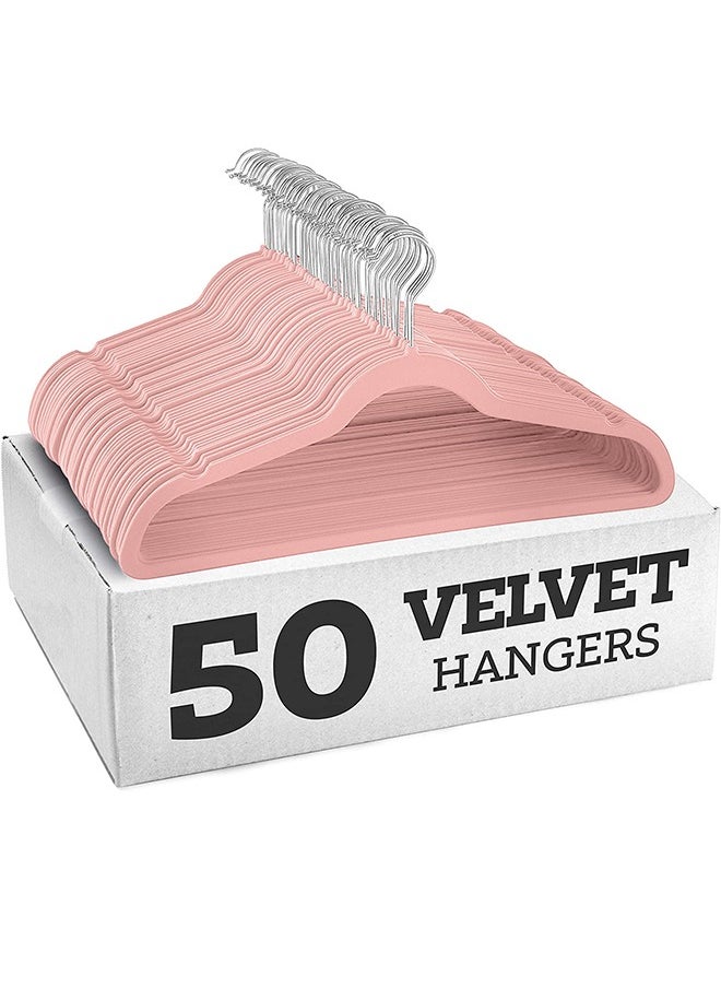 Premium Velvet Hangers 50 Pack, Non-Slip Flocked Felt Hangers, Sturdy Clothes Hangers Heavy Duty Coat Hangers and Suit Hangers, Durable Slim Pink Hangers for Closet Space Saving - pzsku/ZB7A7E32B41DF4837D8ABZ/45/_/1706342362/b738f072-41a4-4163-b36d-831fc7dafc4e