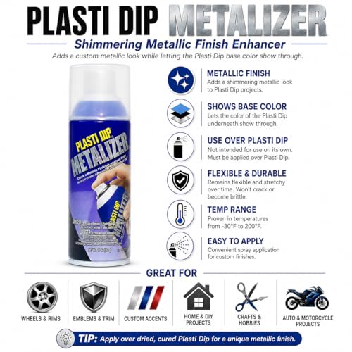 Plasti Dip Metalizer Silver 11 oz Spray, Shimmering Metallic Finish Enhancer for Plasti Dip Coatings, Flexible Custom Topcoat for Wheels, Trim, Emblems, Accents, Crafts & DIY Projects - Image 2