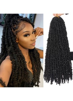 Leeven Leeven 24 Inch Butterfly Locs Crochet Hair 6 Packs Distressed Faux Locs Crcoeht Hair 1B# Pre-twsied Synthetic Fluffy Goddess Butterfly Soft Locs Crochet Braids Hair Extensions  - Image 1