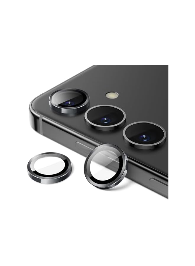 JETech Camera Lens Protector for Samsung Galaxy S24+ / S24 Plus, 9H Tempered Glass Metal Individual Ring Cover, Easy Installation Tray, HD Clear, 1 Set (Onyx Black)