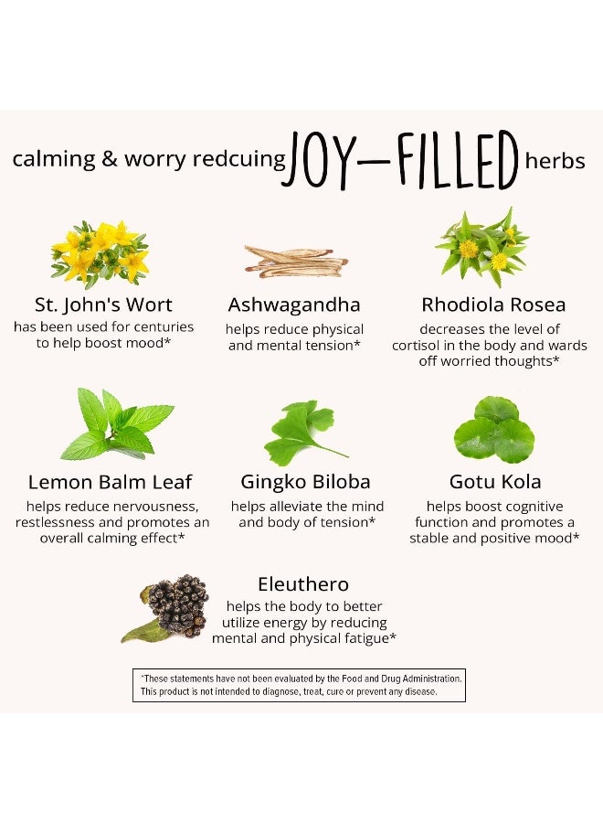 Happy Healthy Hippie Non-GMO Joy-FilLED Plant-Based Supplement 60 Vegan Capsules for Anxiety and Depression Relief - Image 4