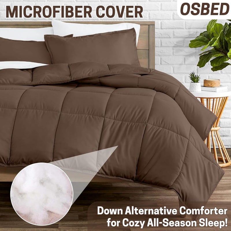 Bed Comforter with Lightweight & Soft Down Alternative | Reversible Cooling Comforter for bedding Duvet Inserts for All Seasons with Washable Microfiber Quilt (Chocolate, 160 x 220cm) - Image 4