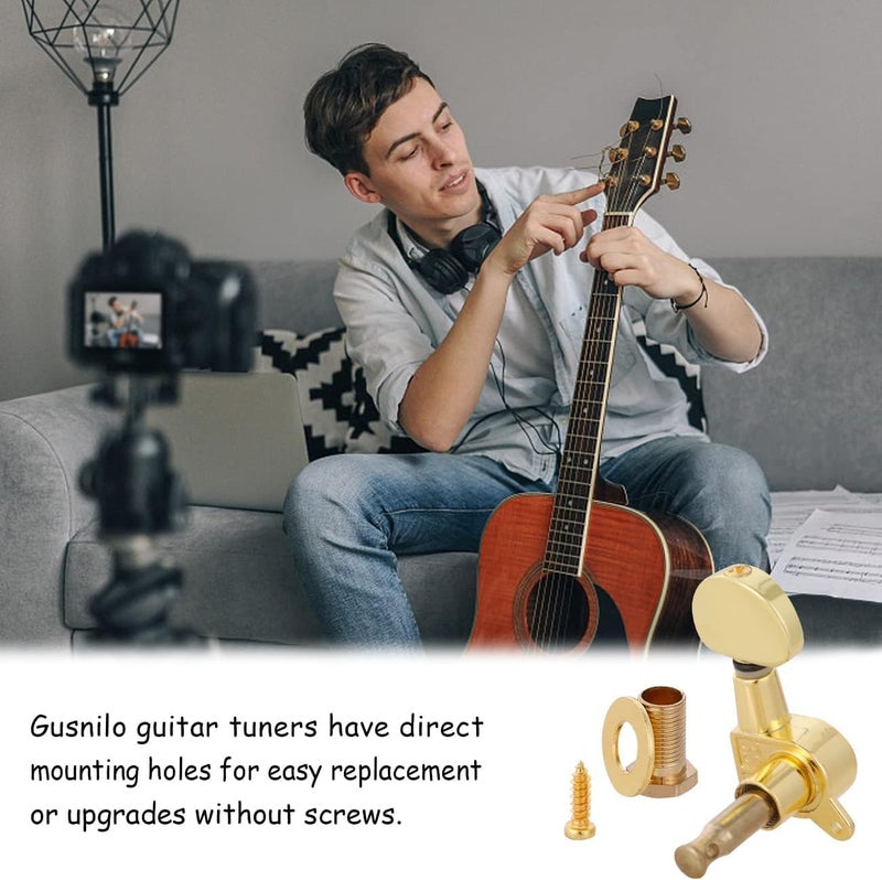 Gusnilo Guitar Tuning Pegs 6 Pcs 3l3r Acoustic Guitar Tuner Guitar Pegs Guitar Parts Guitar Machine Heads KnobsGuitar Replacement Buttons Knobs - Image 5