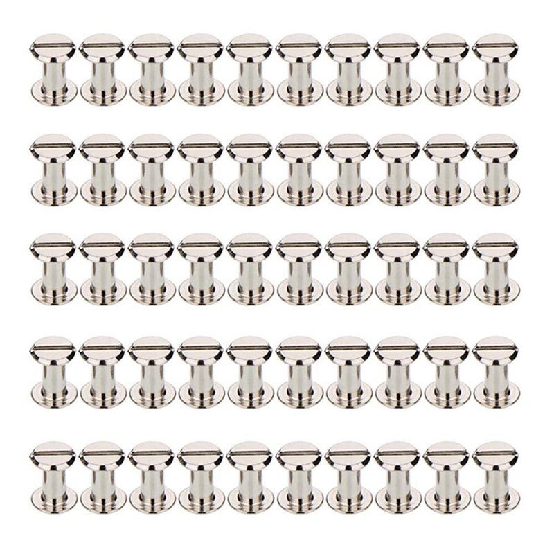 50Sets Screw Post Metal Chicago Screws Binding Screw Leather Screw Nail Rivet Button Solid Belt Tack Screw Silvery 516 Inch