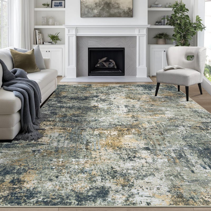 Aelenmu 9x12 Area Rugs for Living Room Rug Washable: Abstract Large Rug for Dining Room Bedroom Carpet Non Slip 9 by 12 Indoor Modern Nursery Home Office Multi - Image 1