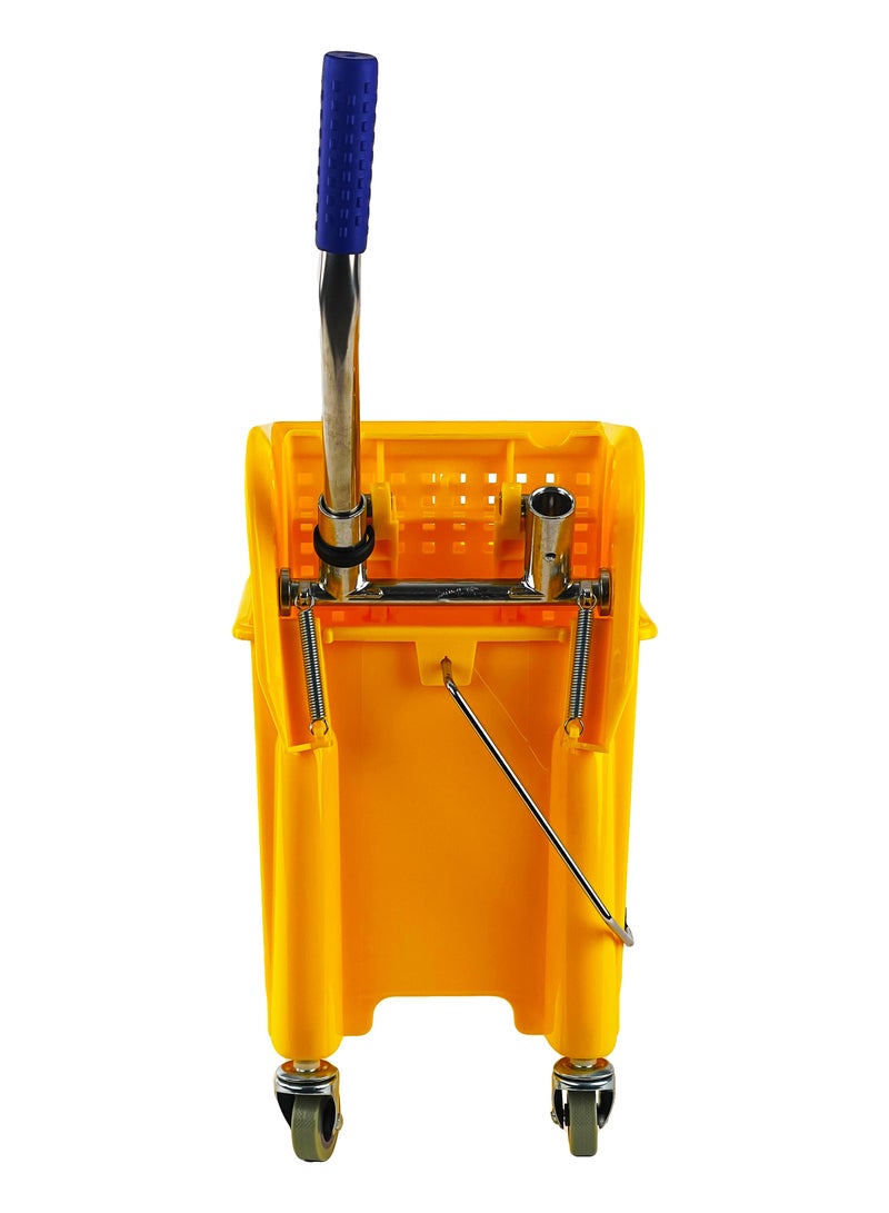 Mop Bucket & Wringer | 360-Degree Rotating Swivel Wheels | Double-Chambered | Suitable For Restaurants, Offices, Halls, Communal Spaces, Hotels, & Homes | 20 Liter Capacity | Yellow - Image 4