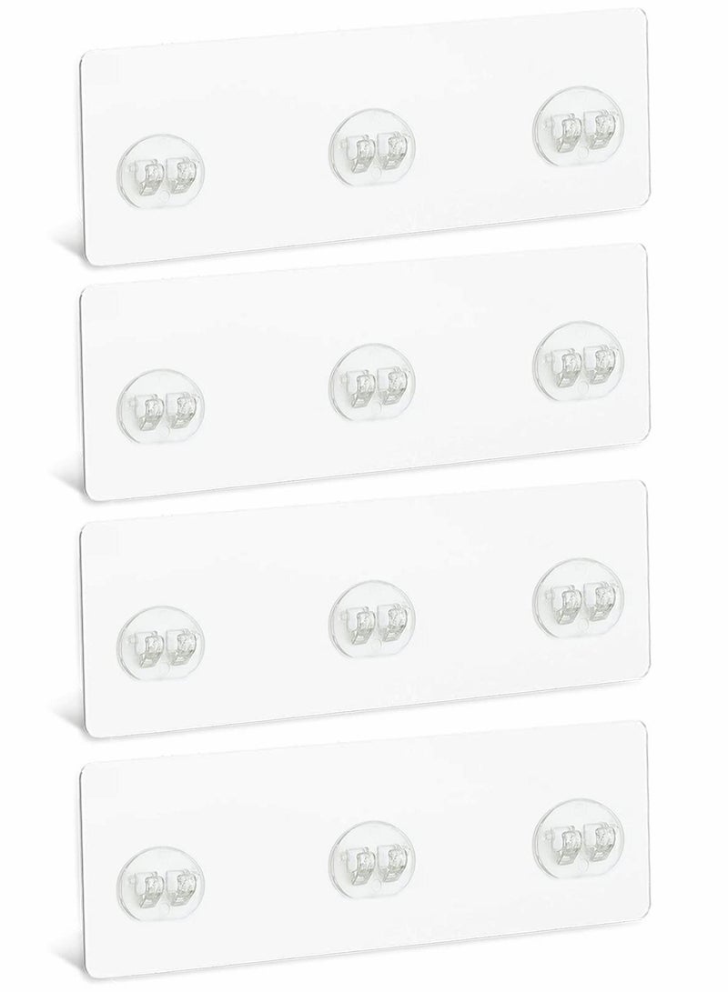 Excefore Corner Shower Caddy Adhesive Sticker Replacement Hook,   with Strong Sticky, No Drilling Bath Toilet Kitchen Organizer Accessories (Transparent 3 hooks) 4 PCS - Image 1