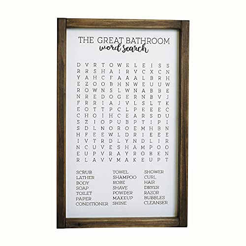 Lavender Inspired Word Search-Framed Wooden Sign-Funny Bathroom Wall Art Decor-Rustic Farmhouse Sign-Half Bath Decor-Kids Decor-Housewarming Present (WHITE) - Image 1