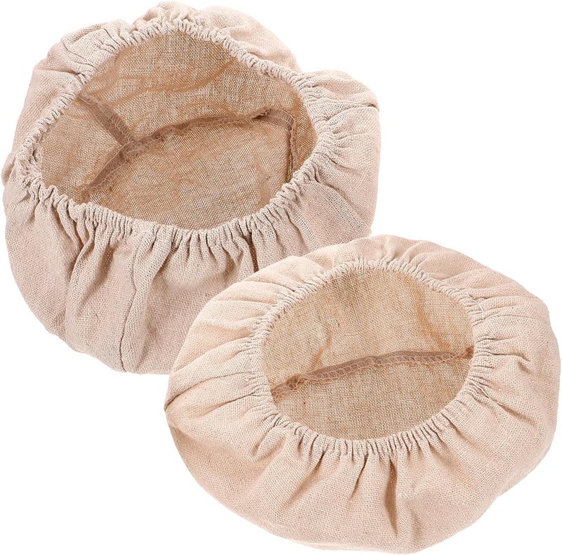 2pcs Sourdough Bread Basket Cloth Cover Linen Proofing Basket Liner Set Beige round 20x8cm Oval 21x15x8cm for Dough Baking and Fermentation - Image 1