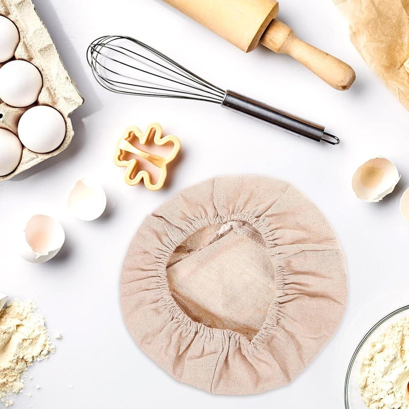 2pcs Sourdough Bread Basket Cloth Cover Linen Proofing Basket Liner Set Beige round 20x8cm Oval 21x15x8cm for Dough Baking and Fermentation - Image 5