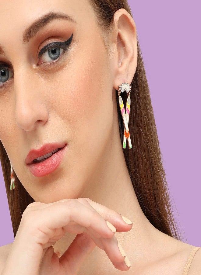SOHI Designer Multicolor Drop Earrings for Women & Girls, jewellery for women, light weight earrings, Push Closure, modern, statement, artificial earrings for women, western earrings (4426) - Image 3