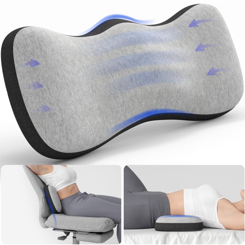 Forcanby Lumbar Support Pillow for Bed, Lower Back Pillow for Sleeping, Memory Foam Waist Pain Relief Pillows, Lumbar Pillow for Sleeping, Bed, Car, Couch (Grey Black) - Image 5