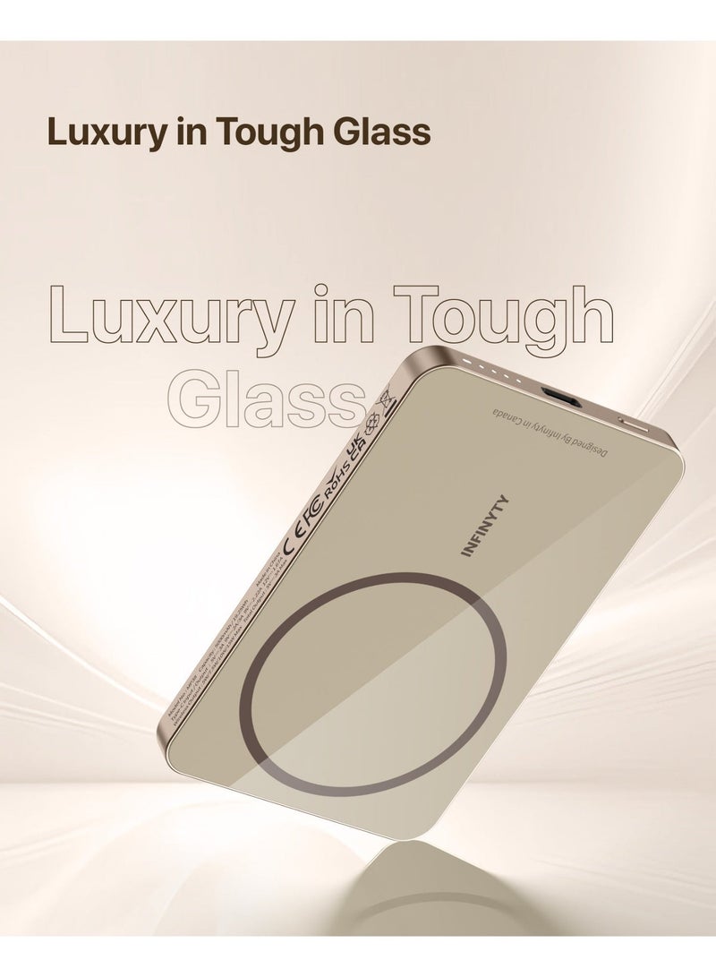 INFINYTY Power Bank 10000mAh Wired & Wireless Charging, Magsafe Compatible, 1 Year Warranty, Desert Titanium, Ultra-Slim 12.4mm, USB-C 20W Fast Charging, Compact, Light Weight, Portable, Premium Aluminum Alloy and Glass Body, Versatile Compatibility with Smartphones - Image 3