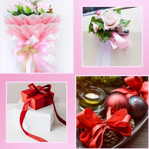 SUTOUG Pink Satin Ribbon 1-1/2 Inch x 2 Rolls Pink Wide Satin Fabric Ribbon for Gift Packaging, Christmas, Wedding, Flower Bouquet, Holiday Party, Invitation, Total 50 Yards - Image 5