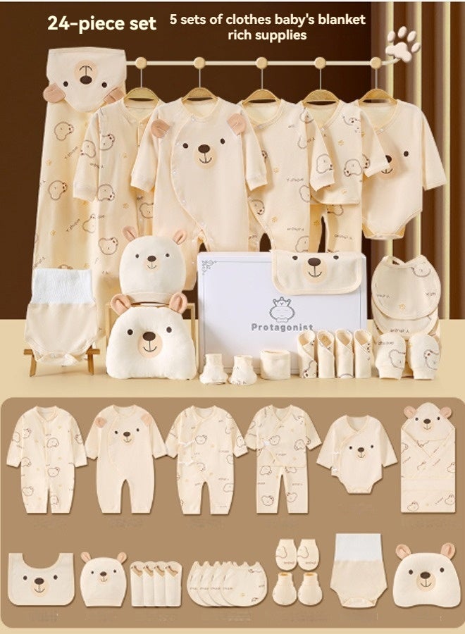 Beauenty 24PCS Newborn Baby Gift Set, Newborn Layette Gift Set for Boys and Girls, Babies Essential Clothes Accessories with Baby Blanket, 100% Premium Cotton,for 0-3 Month - Image 1