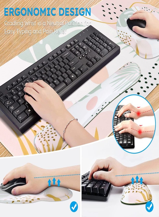 iCasso Desk Mat, Gaming Mouse Pad Wrist Support Set,4in1 XXL Large Mousepad + Keyboard Wrist Rest+Mouse Wrist Rest+Coaster Set with Ergonomic Design for Home Office Table Computer-Morandi - Image 3