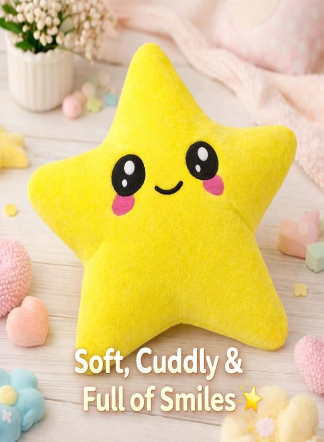 Adhigams Cute Star Plush Toy for Kids Babies Soft Stuffed Cushion Pillow Smiley Design Nursery Decor Boys Girls Ultra Gentle Skin Friendly Fabric Home Bedroom Decorative Item Yellow - Image 2