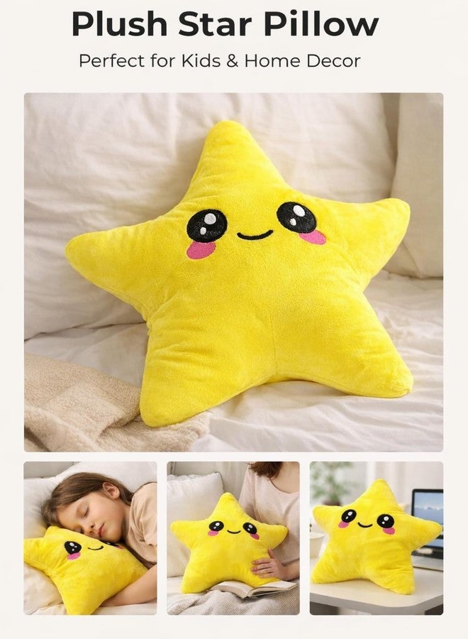 Adhigams Cute Star Plush Toy for Kids Babies Soft Stuffed Cushion Pillow Smiley Design Nursery Decor Boys Girls Ultra Gentle Skin Friendly Fabric Home Bedroom Decorative Item Yellow - Image 3