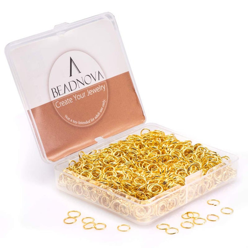 BEADNOVA 6mm Jump Rings Gold Jump Rings for Keychains Jewelry Making Findings for Necklace Repair 1200Pcs