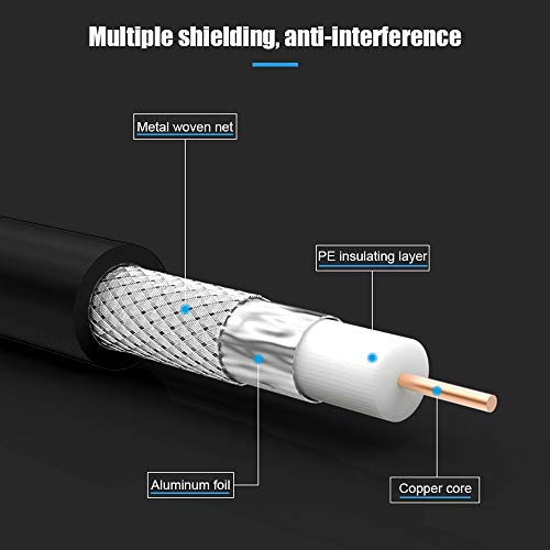 RFAdapter Coaxial Cable 1ft, Short Coax Cable 1 Foot, 0.3m 2-Pack with Right Angle Connectors, Black 75 Ohm Shield Digital RG6 Cables with F-Male Connectors for TV Antenna - Image 2