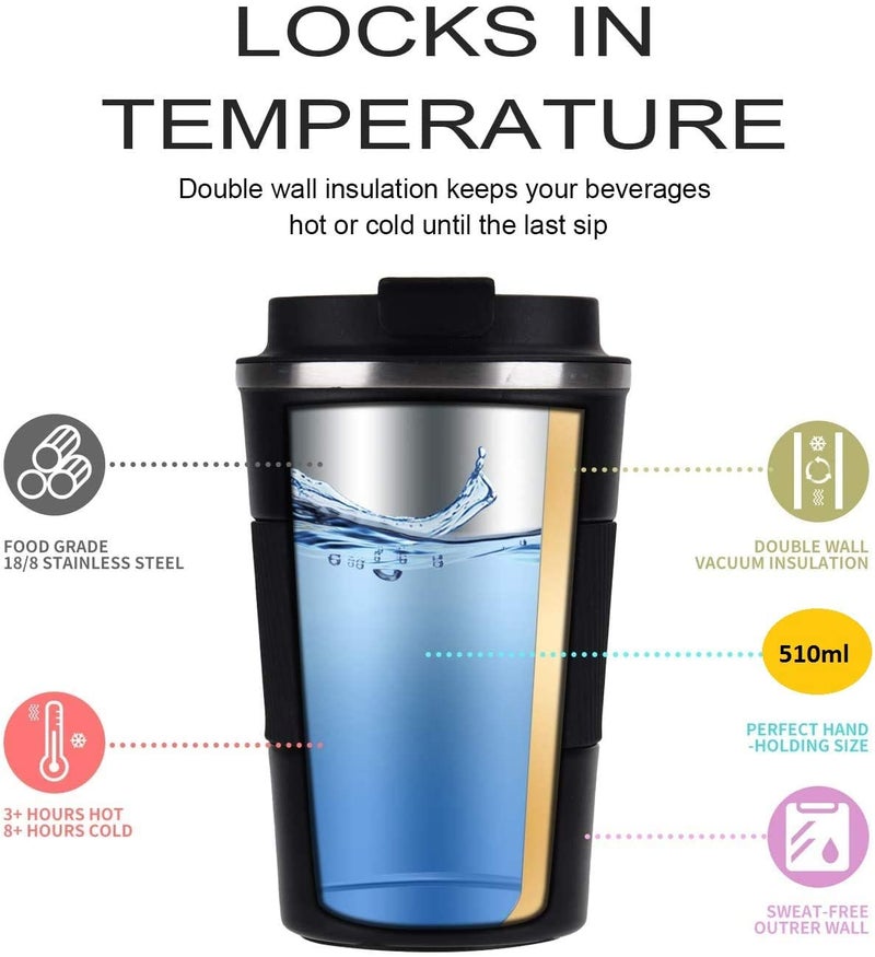 Wosta Insulated Travel Coffee Mug 2.0 | Double Wall Vacuum Stainless Steel Fat-Bottomed Coffee Cup Tumbler with Spill Proof Flip Lid for Hot and Ice Beverages (Mint Green Color, 380 Ml) - Image 3