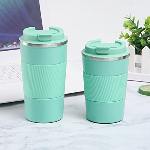 Wosta Insulated Travel Coffee Mug 2.0 | Double Wall Vacuum Stainless Steel Fat-Bottomed Coffee Cup Tumbler with Spill Proof Flip Lid for Hot and Ice Beverages (Mint Green Color, 380 Ml) - Image 5