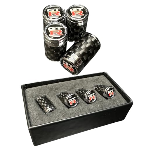 PRO SPEC IMPORTS Carbon Fibre Tire Valve stem caps for GTR Skyline, R35, R34, R33, R32 GT-R, Wheel, Gift - Image 1