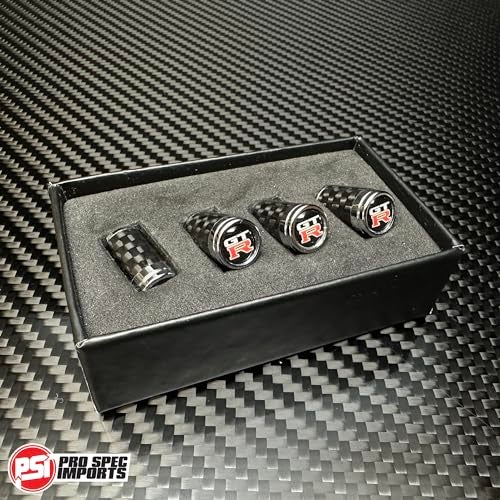 PRO SPEC IMPORTS Carbon Fibre Tire Valve stem caps for GTR Skyline, R35, R34, R33, R32 GT-R, Wheel, Gift - Image 3