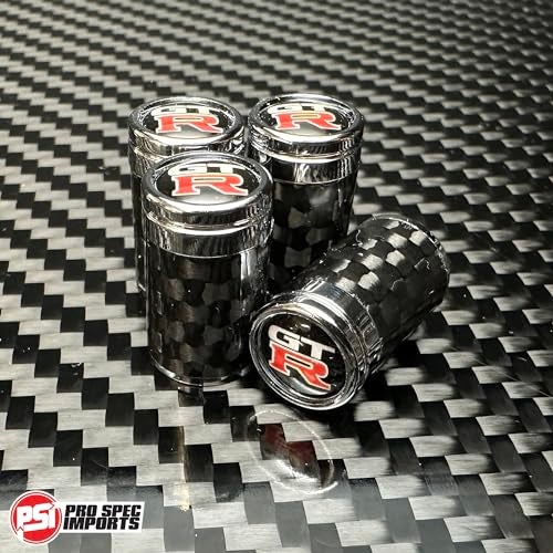 PRO SPEC IMPORTS Carbon Fibre Tire Valve stem caps for GTR Skyline, R35, R34, R33, R32 GT-R, Wheel, Gift - Image 2