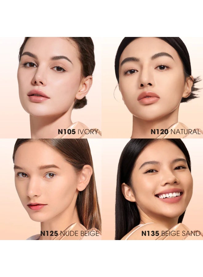 OTWOO O.TWO.O All-Day Soft-Focus Powder & Cushion Cream – Long-Lasting Glowy Base (N105, IVORY) - Image 3