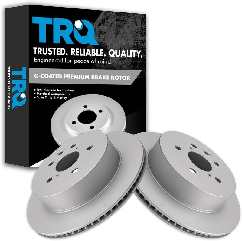 TRQ مجموعة دوارات الفرامل الخلفية المطلية G متوافقة مع 2006 لكزس GS300 2007-2011 GS350 2006-2007 GS430 2007-2011 GS450h 2008-2011 GS460 2010-2015 IS250 2006-2015 IS350 - Image 1