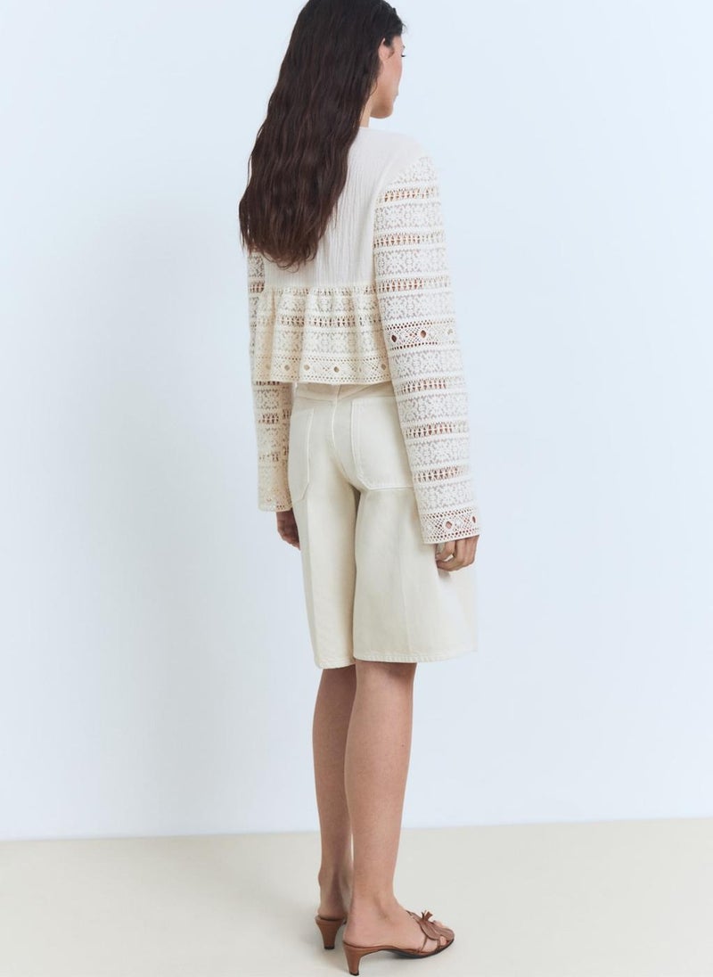 MANGO Openwork Details Embroidered Cotton Blouse  - Image 2